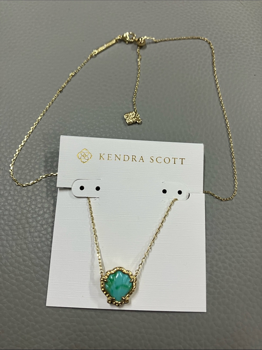 Kendra Scott Gold Necklace with Aqua-Teal Faceted Pendant
